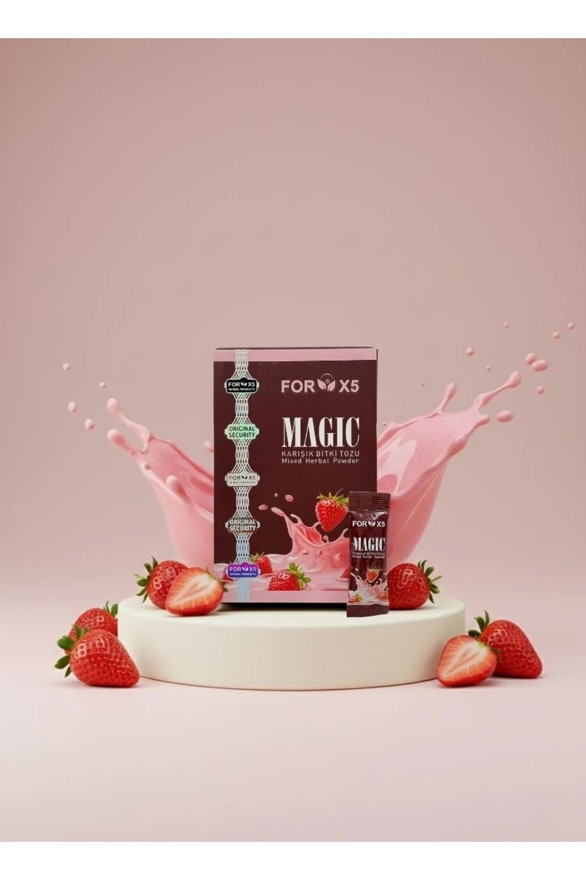 FORX5 Magic MILK Weight Gainer – Kruidenpoeder voor Gezonde Gewichtstoename – 30 Sachets – Aardbei – Natuurlijke Kilo Aankomer