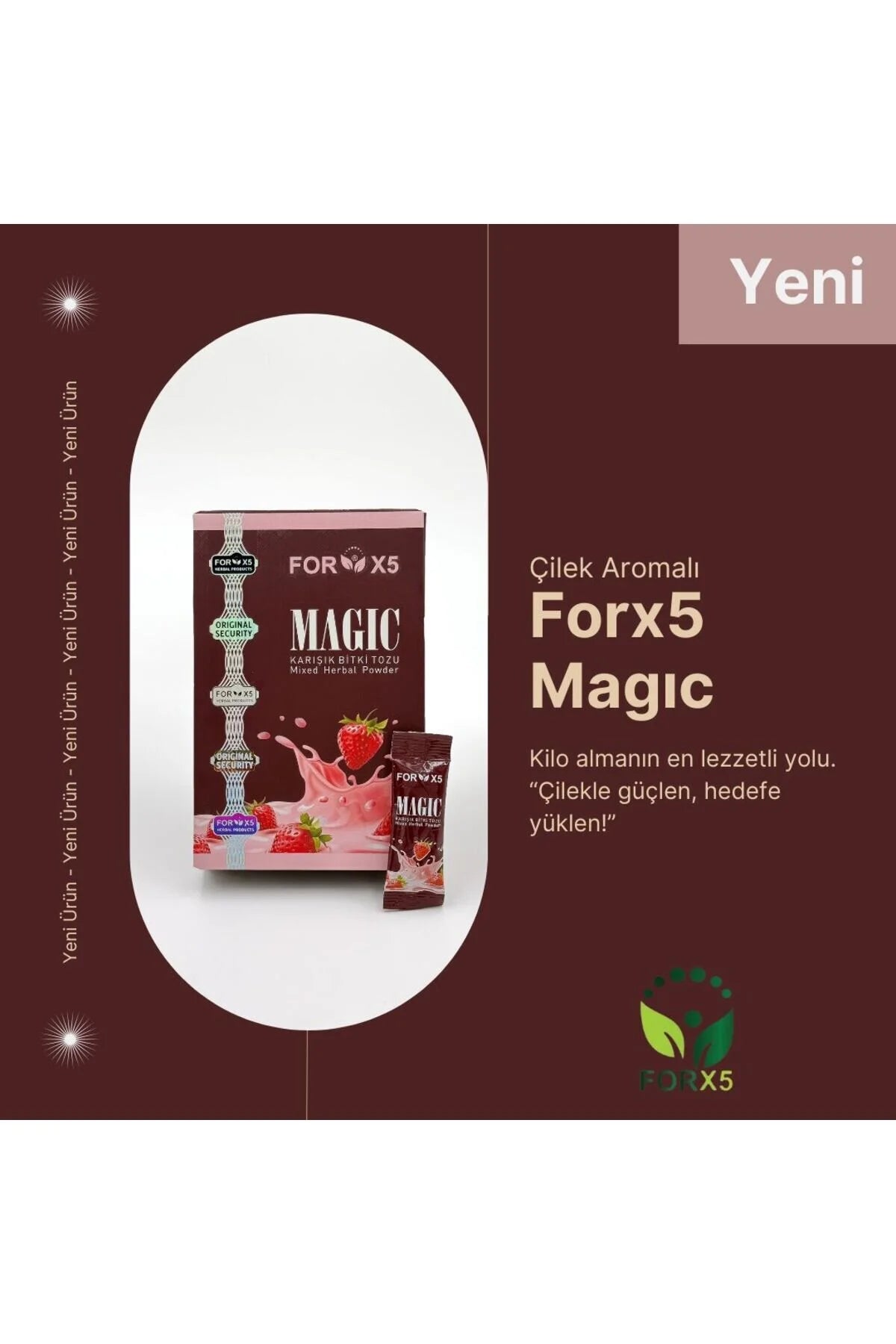 FORX5 Magic MILK Weight Gainer – Kruidenpoeder voor Gezonde Gewichtstoename – 30 Sachets – Aardbei – Natuurlijke Kilo Aankomer