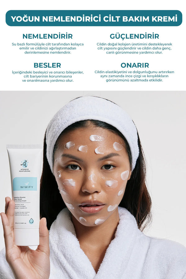 WIWIFY Intensieve vochtinbrengende huidverzorging met Baobab + Jojoba-olie / Hydratatie Booster op waterbasis / Hydraterende creme 100 ml / Alle huidtypes / Effectief gedurende 24 uur