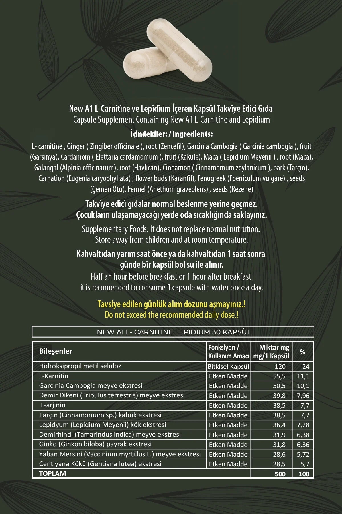 HHS A1 Herbal Capsules – Daily Use 30 Capsules