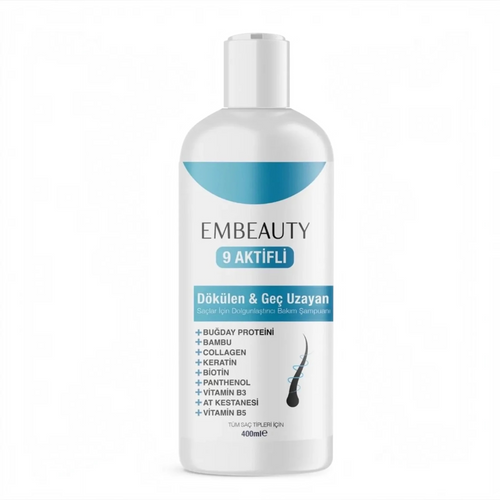 Embeauty Shampoo Collagen Anti-Haaruitval & stimuleert haargroei Sterke Formule 400ML Shampoo Collagen Keratin Bambu Whey Protein Chestnut Panthenol Biotin Vitamin B5 Vitamin B3