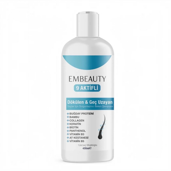 Embeauty Shampoo Collagen Anti-Haaruitval & stimuleert haargroei Sterke Formule 400ML Shampoo Collagen Keratin Bambu Whey Protein Chestnut Panthenol Biotin Vitamin B5 Vitamin B3