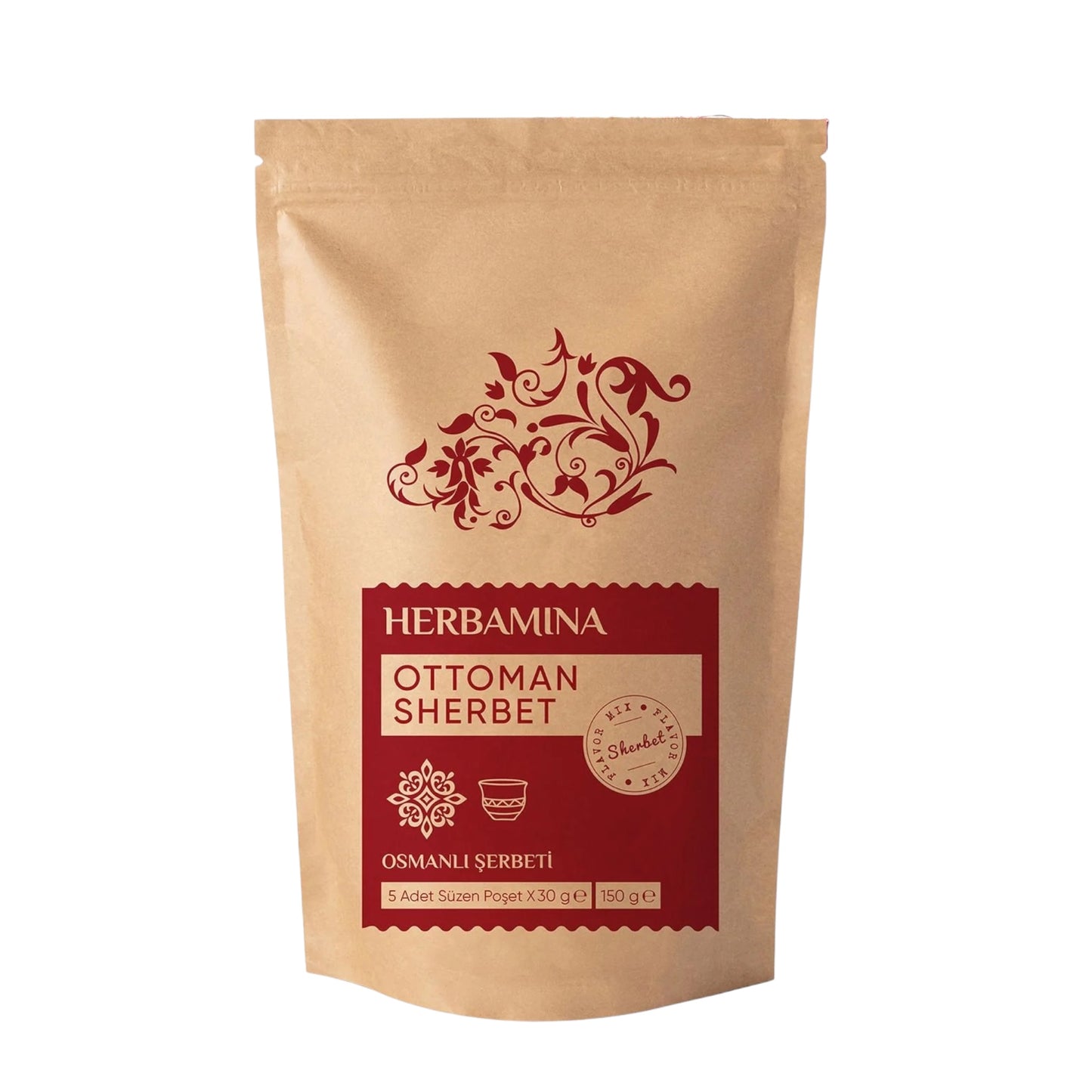 Herbamina Ottoman Sherbet – Traditionele Ottomaanse Kruidendrank met Hibiscus, Kaneel, Gember, Kruidnagel & Kardemom – 5 x 30 g – 150 g