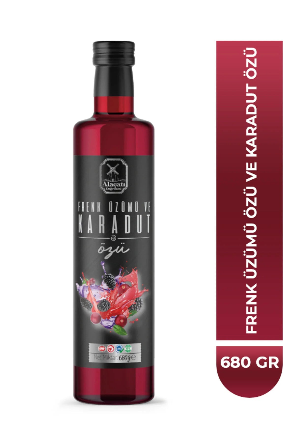 Alaçatı Değirmeni Frenk Üzümü ve Karadut Özü – Zwarte Bes & Moerbei Fruitextract – Geconcentreerde Vruchtensiroop – 680 g