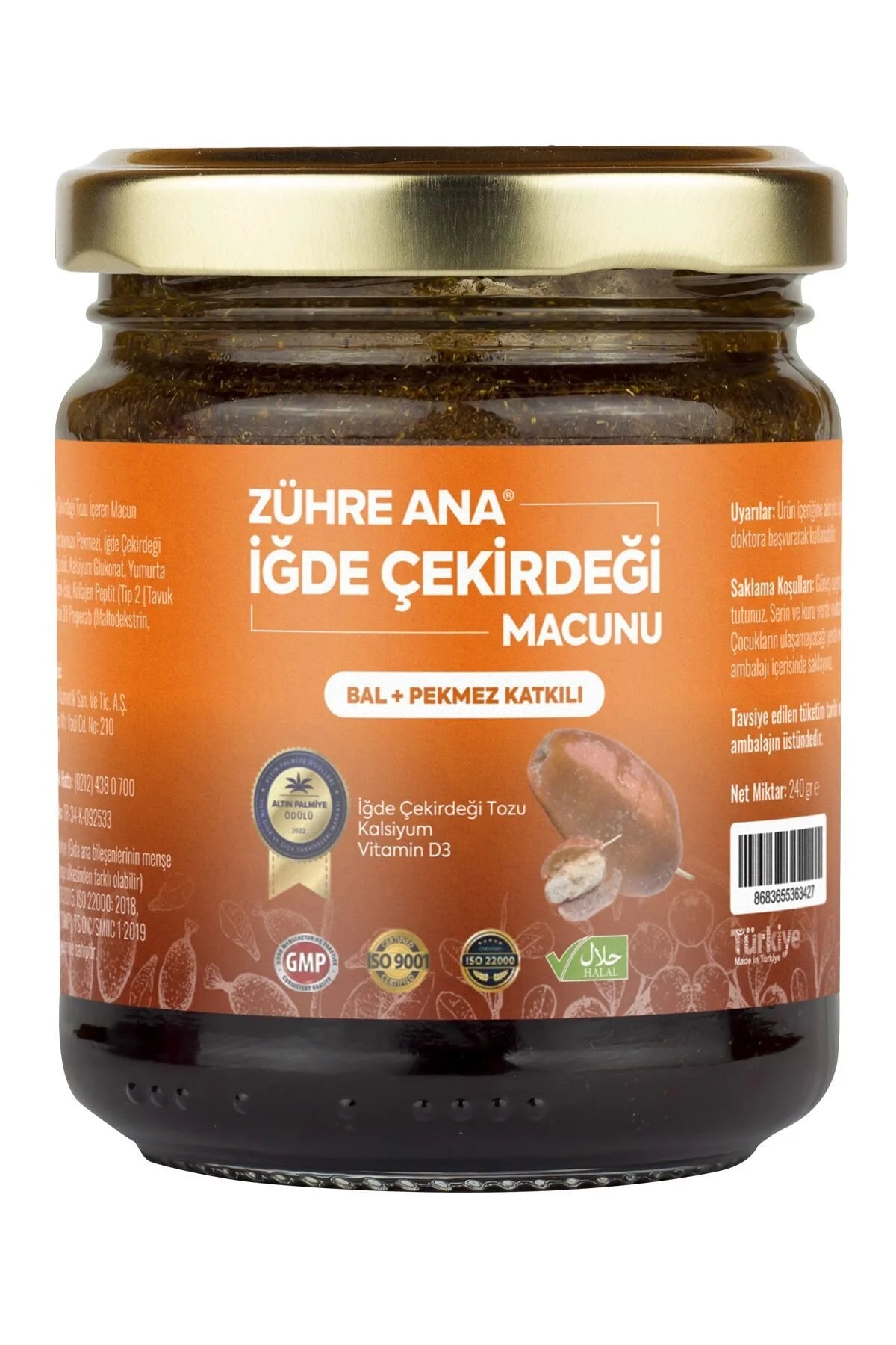 Zühre Ana İğde Çekirdeği Macunu – Met Honing, Johannesbroodmelasse, Calcium & Vitamine D3 – 240 g