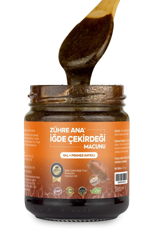 Zühre Ana İğde Çekirdeği Macunu – Met Honing, Johannesbroodmelasse, Calcium & Vitamine D3 – 240 g