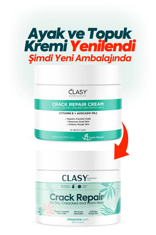 CLASY CARE Professionele Voetverzorgings- en reparatie Crème voor het Herstellen van Barsten voor droge Gebarsten en versleten hakken Vitamine E + Avocado-Olie Voor alle huidtypes 100 ml