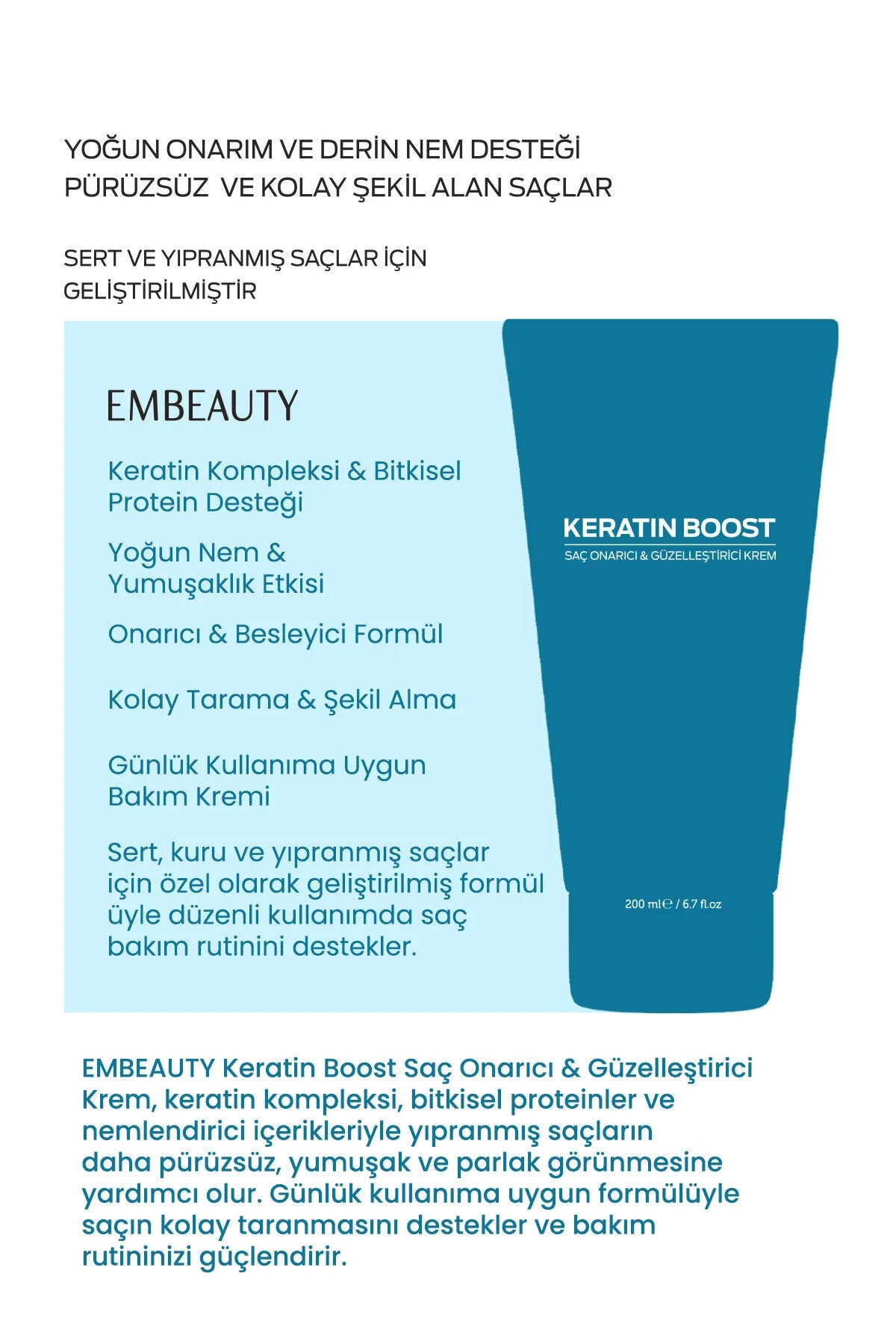 Embeauty Keratin Boost Haarmasker – Keratine & Collageen Haarherstel 200 ml