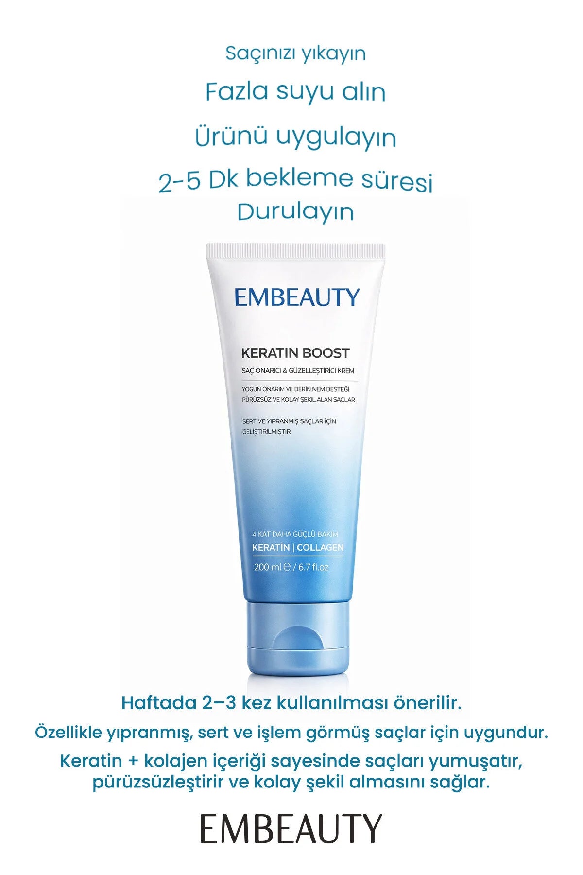 Embeauty Keratin Boost Haarmasker – Keratine & Collageen Haarherstel 200 ml