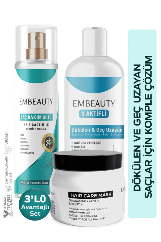 Embeauty Hair Care Set – Shampoo, Hair Milk & Hair Mask Set (3-Delig)