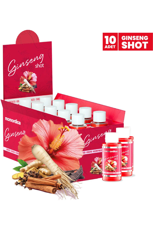 Momordica Ginseng Shot Superfood Complex - Hibiscus - Ginseng Johannesbrood - Kaneel - Kruidnagel - 10 stuks