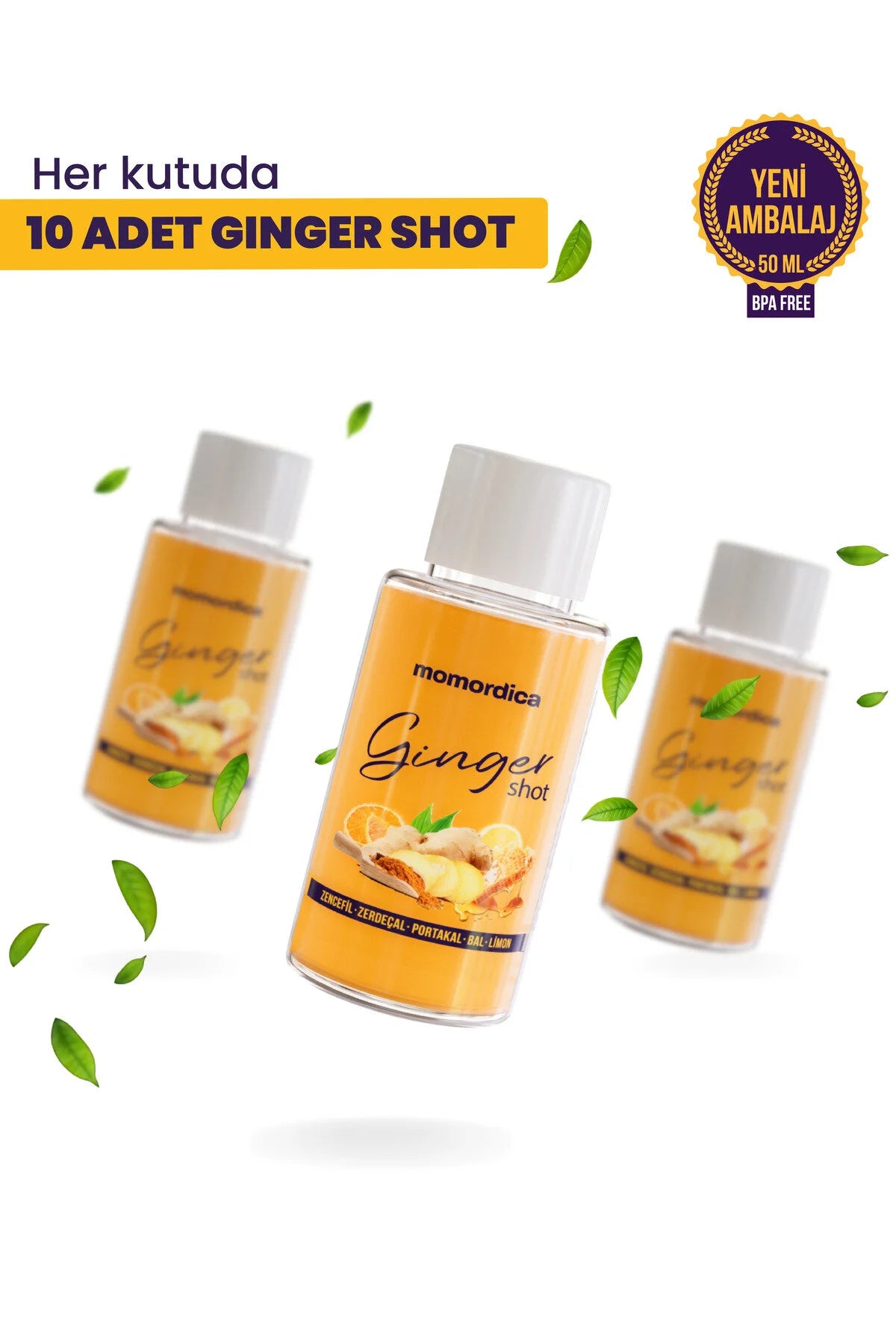 Momordica gember citroen shot -  met kurkuma en sinaasappel - 10 stuks