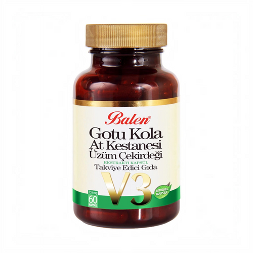 Balen V3 Gotu Kola, Paardenkastanje & Druivenpit Extract – 355 mg – 60 Plantaardige Capsules