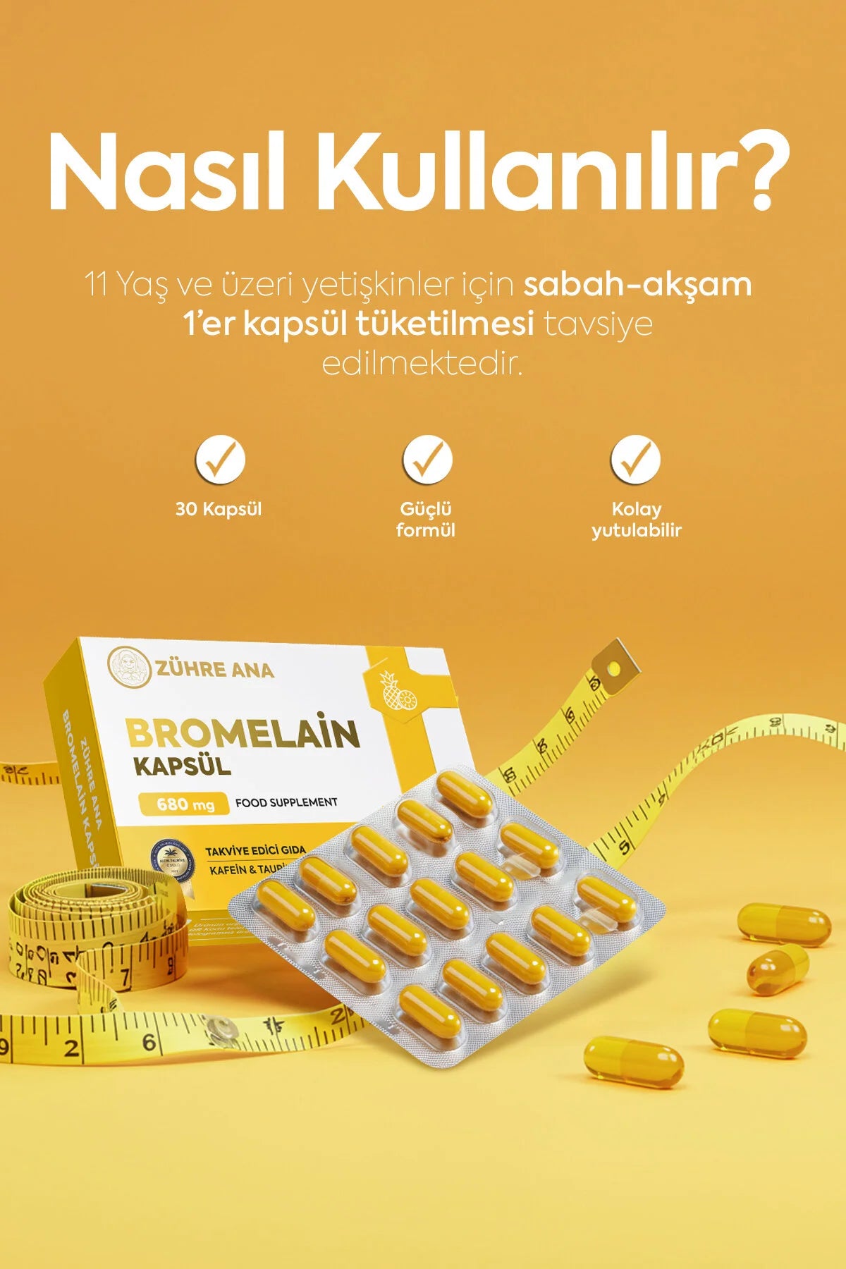 Zühre Ana Bromelain Capsules 680 mg – 30 Capsules