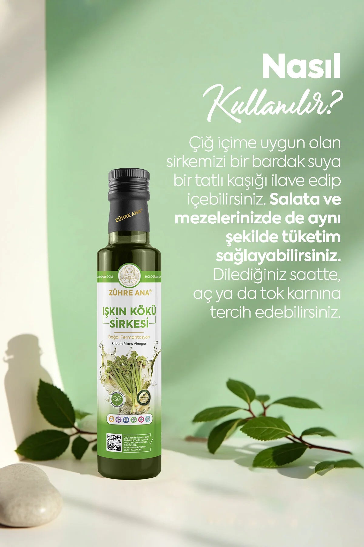 Zühre Ana Rabarberwortel Azijn (Rheum Ribes Azijn) – 500 ml(Işkın kökü sirkesi)