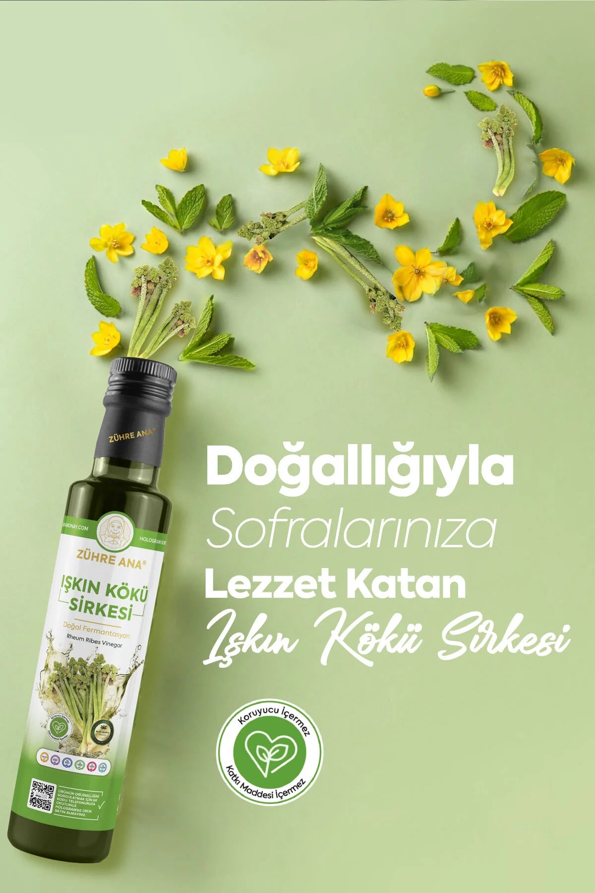 Zühre Ana Rabarberwortel Azijn (Rheum Ribes Azijn) – 500 ml(Işkın kökü sirkesi)