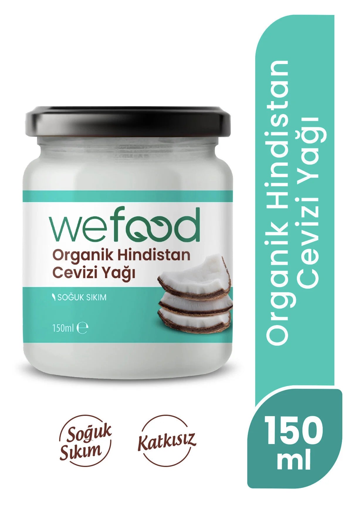 Wefood Biologische Kokosolie 150 ml – Koudgeperst – Ongeraffineerd – 100% Pure Kokosolie – Biologisch