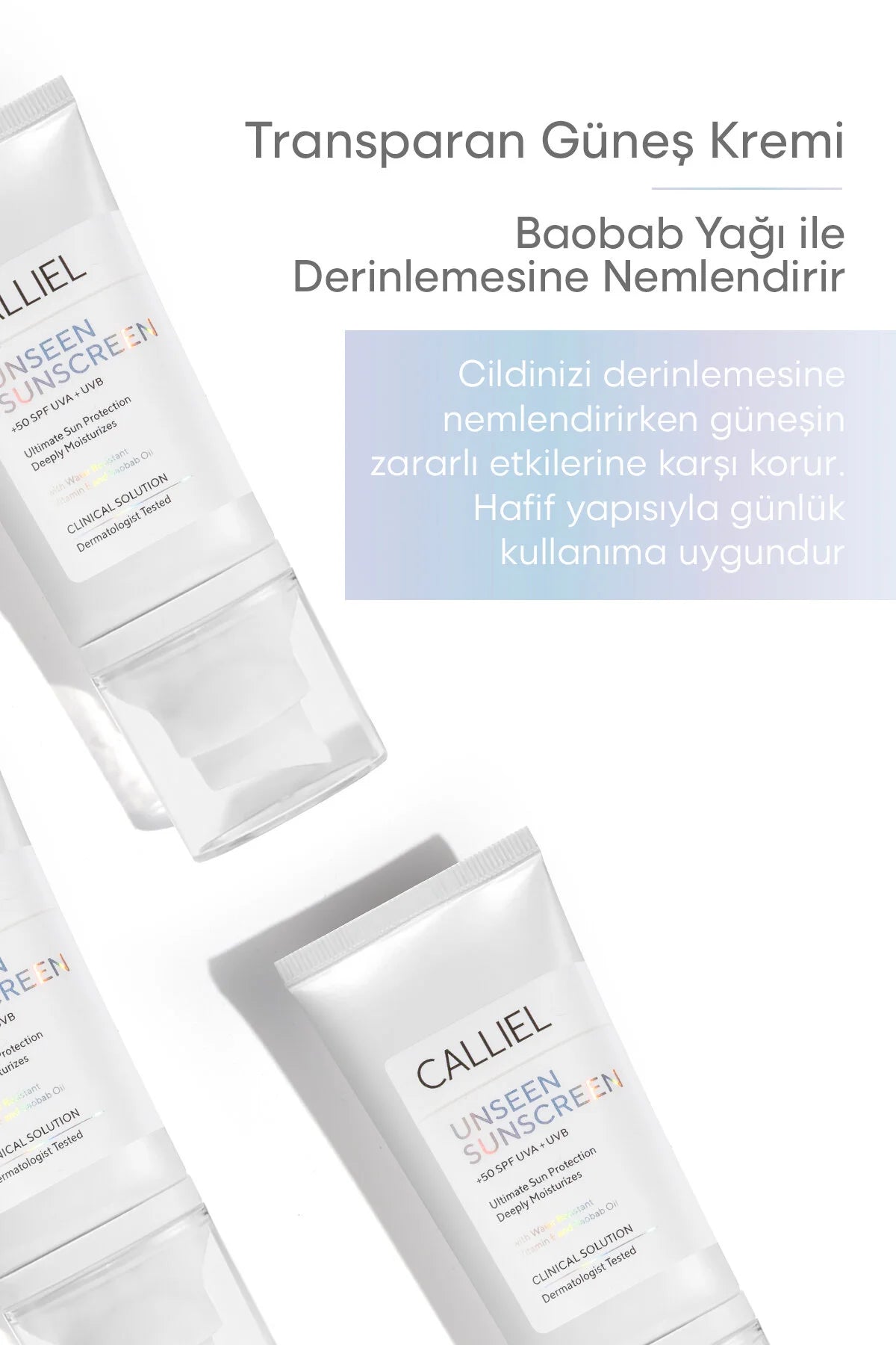 Calliel Unseen Sunscreen SPF 50+ UVA/UVB 50 ml – Transparante Zonnebrandcrème