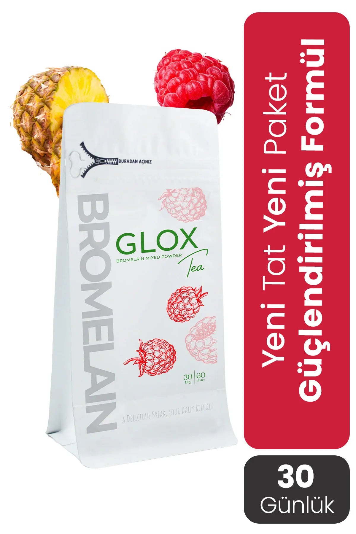 Glox Tea Detox Bromelaïne kruidenthee die helpt bij het reguleren van het metabolisme 60 stuks