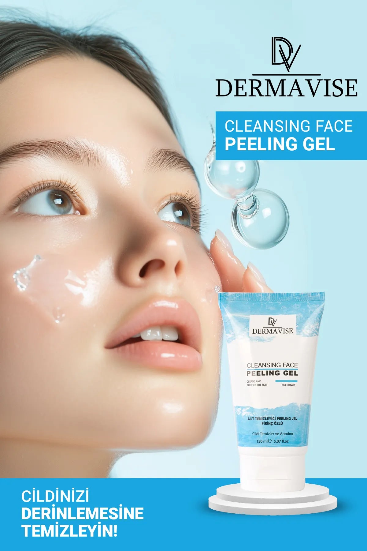 Dermavise GezichtsPeelingGel met Rijst Extract - Reinigt en Zuivert de huid - 150 ml
