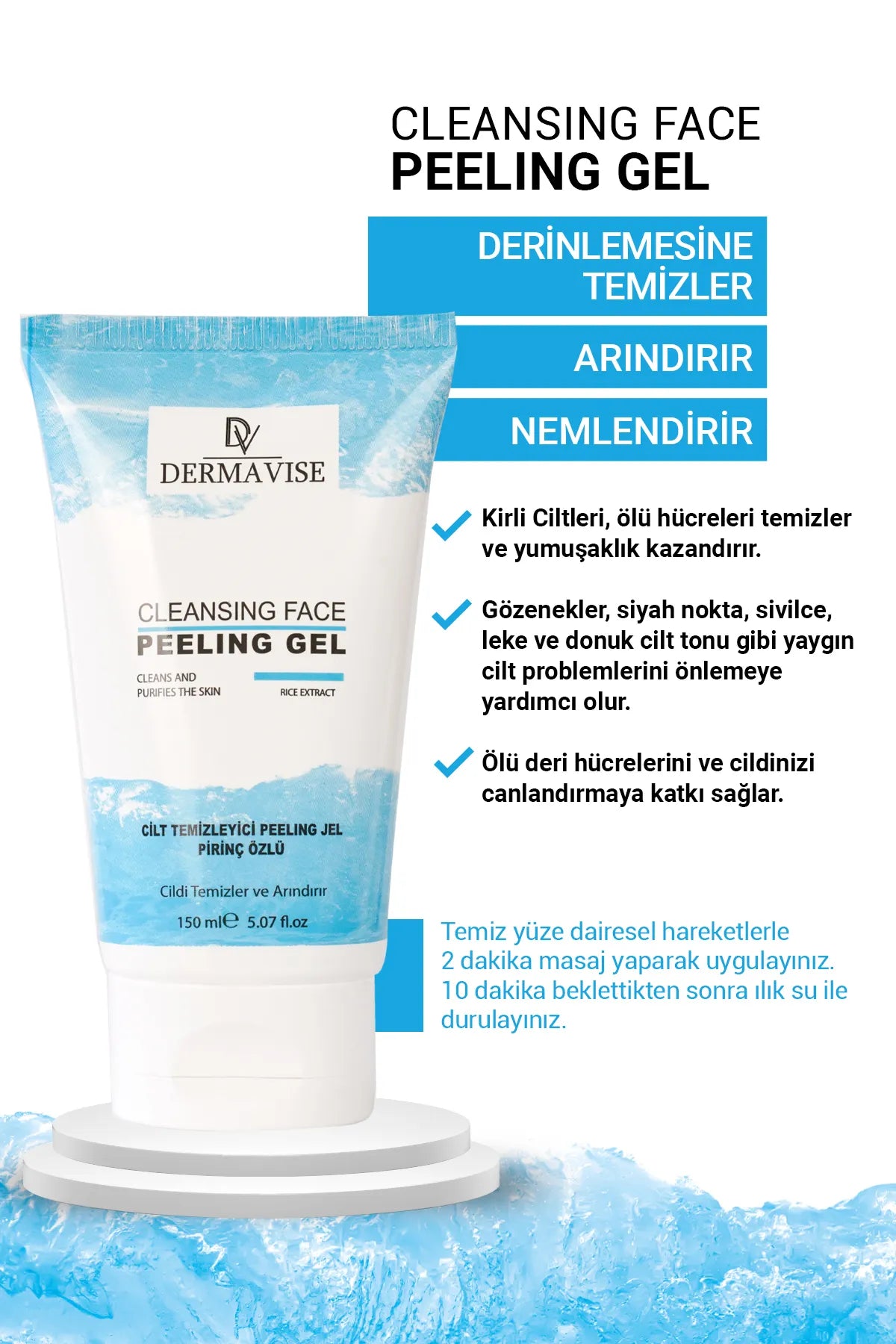 Dermavise GezichtsPeelingGel met Rijst Extract - Reinigt en Zuivert de huid - 150 ml