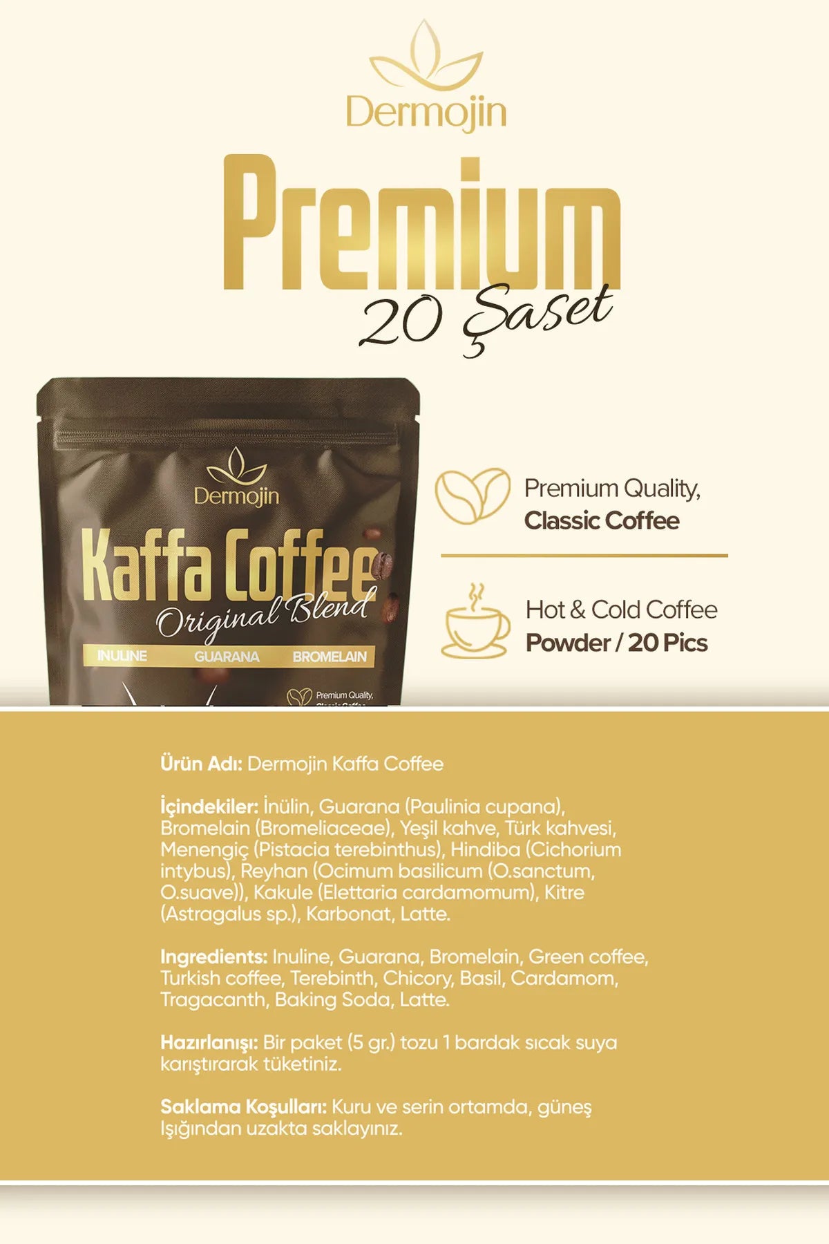 Dermojin Kaffa Detox Koffie (Inuline - Bromelaïne - Guarana) 20 stuks - 100 gr