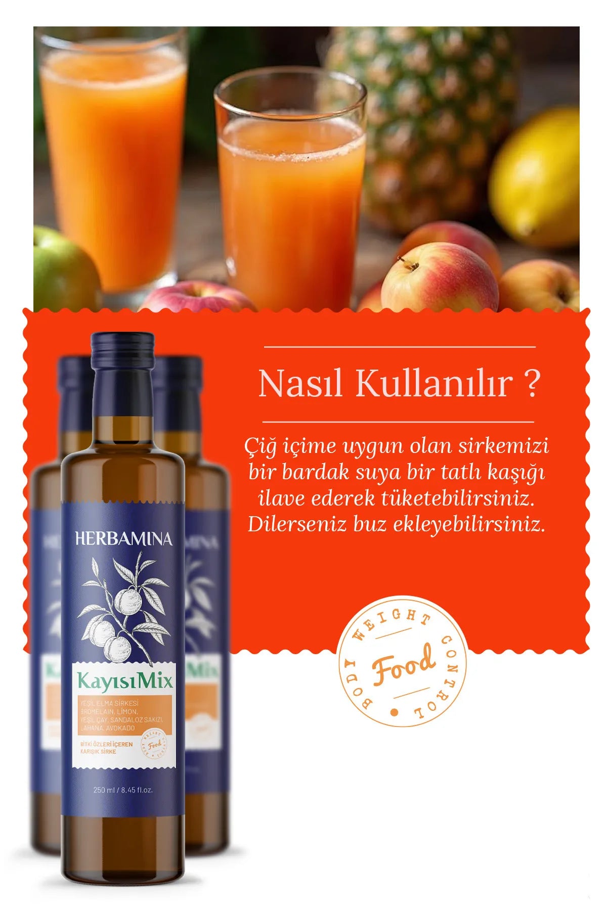 Herbamina Abrikozenmix met plantenextracten Detox Azijn 250ml
