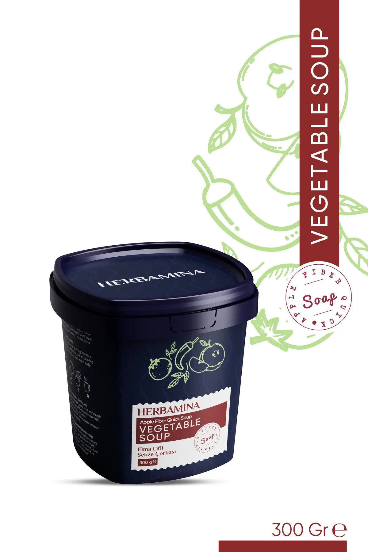 HERBAMINA Vegetable Soep Appelvezel Groentensoep Ondersteunt het dieet en afvallen - 300 gr