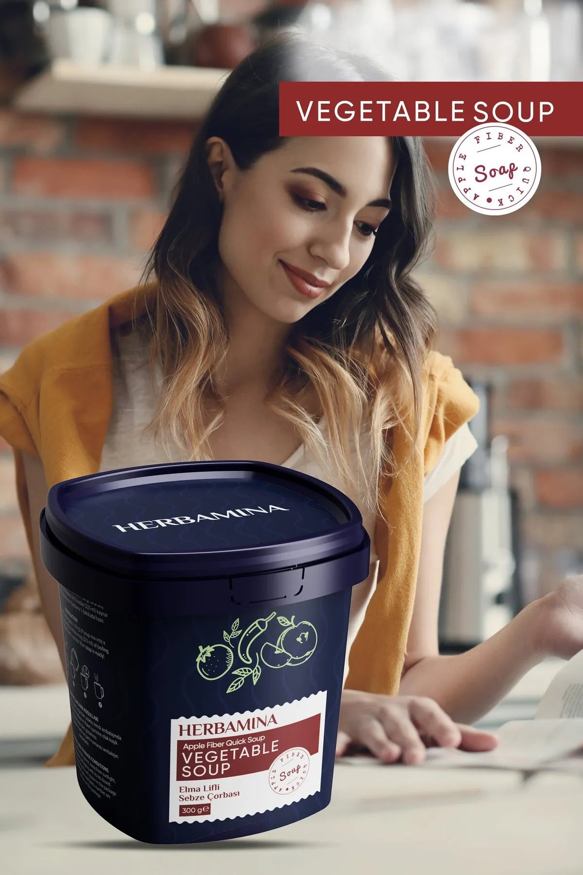 HERBAMINA Vegetable Soep Appelvezel Groentensoep Ondersteunt het dieet en afvallen - 300 gr