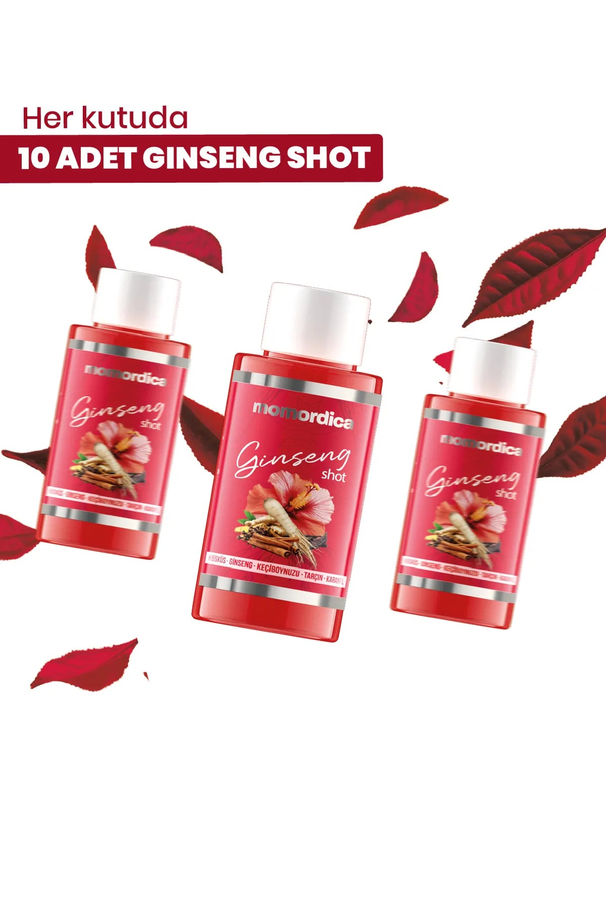 MOMORDICA Detox Ginseng Shot Superfood Complex - Hibiscus - Ginseng Johannesbrood - Kaneel - Kruidnagel - 10 stuks