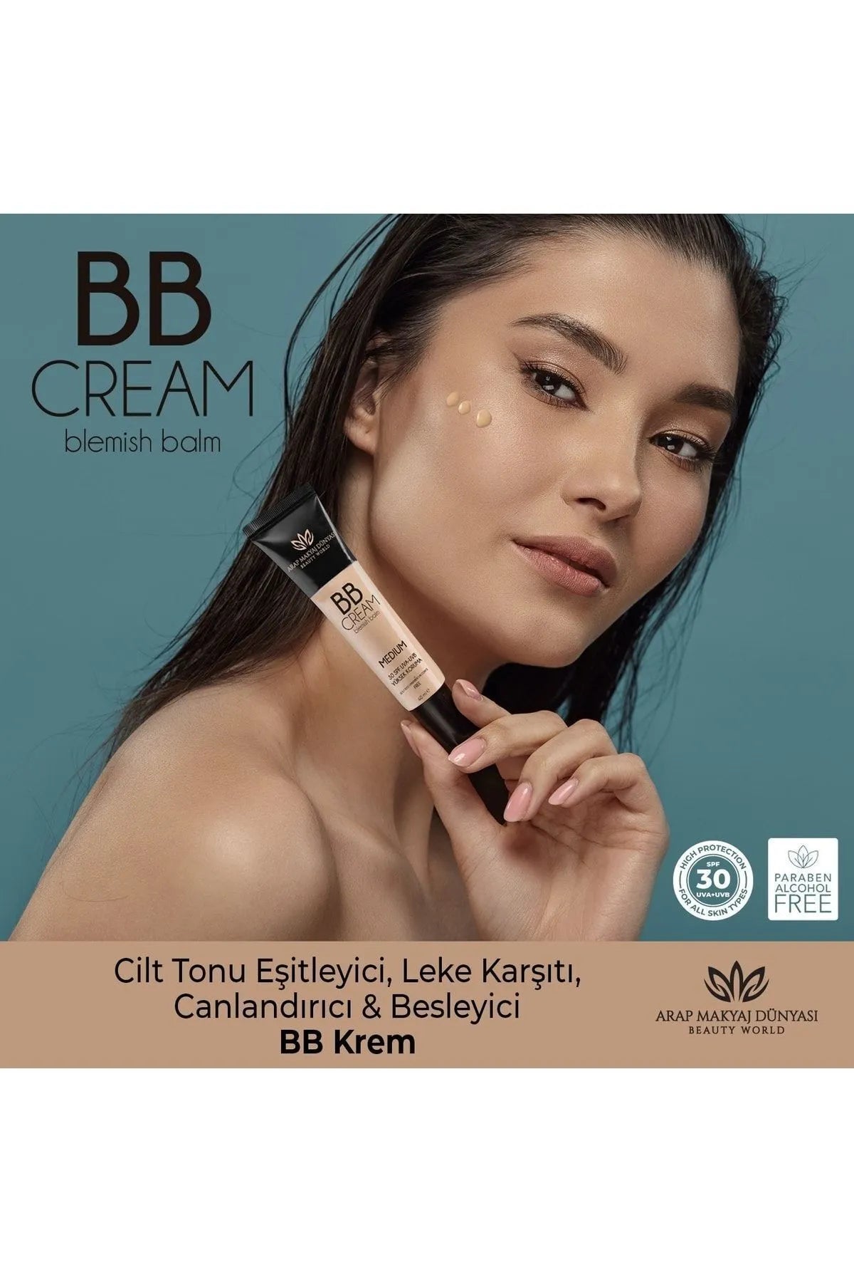 Arab Makeup World - BB Cream - Medium Blemish balm - 30 SPF UVA-UVB Voedend - Herstellend en Verhelderend - 40 ml