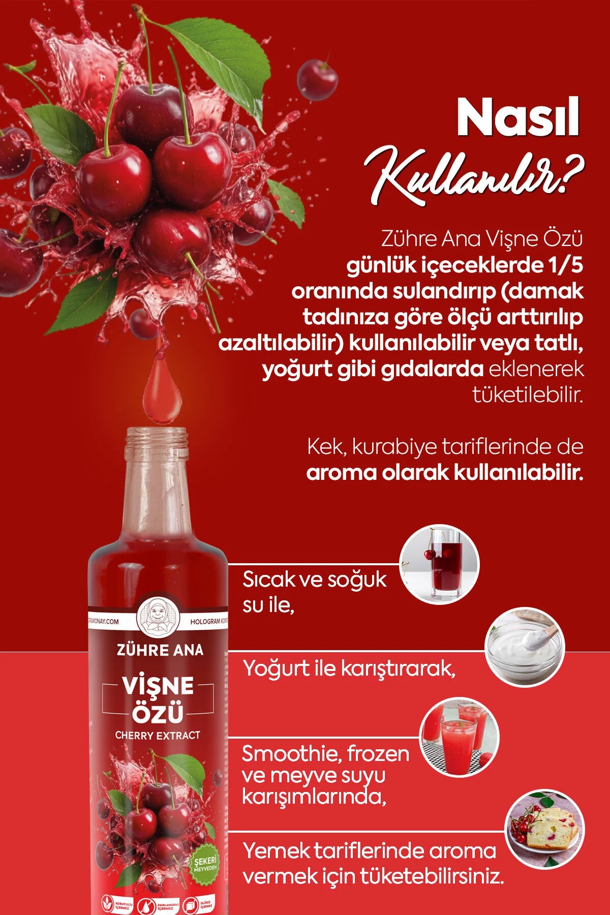 Zühre Ana Vişne Özü – Natuurlijke Kersenextract Siroop 640g | Zonder Toegevoegde Suiker