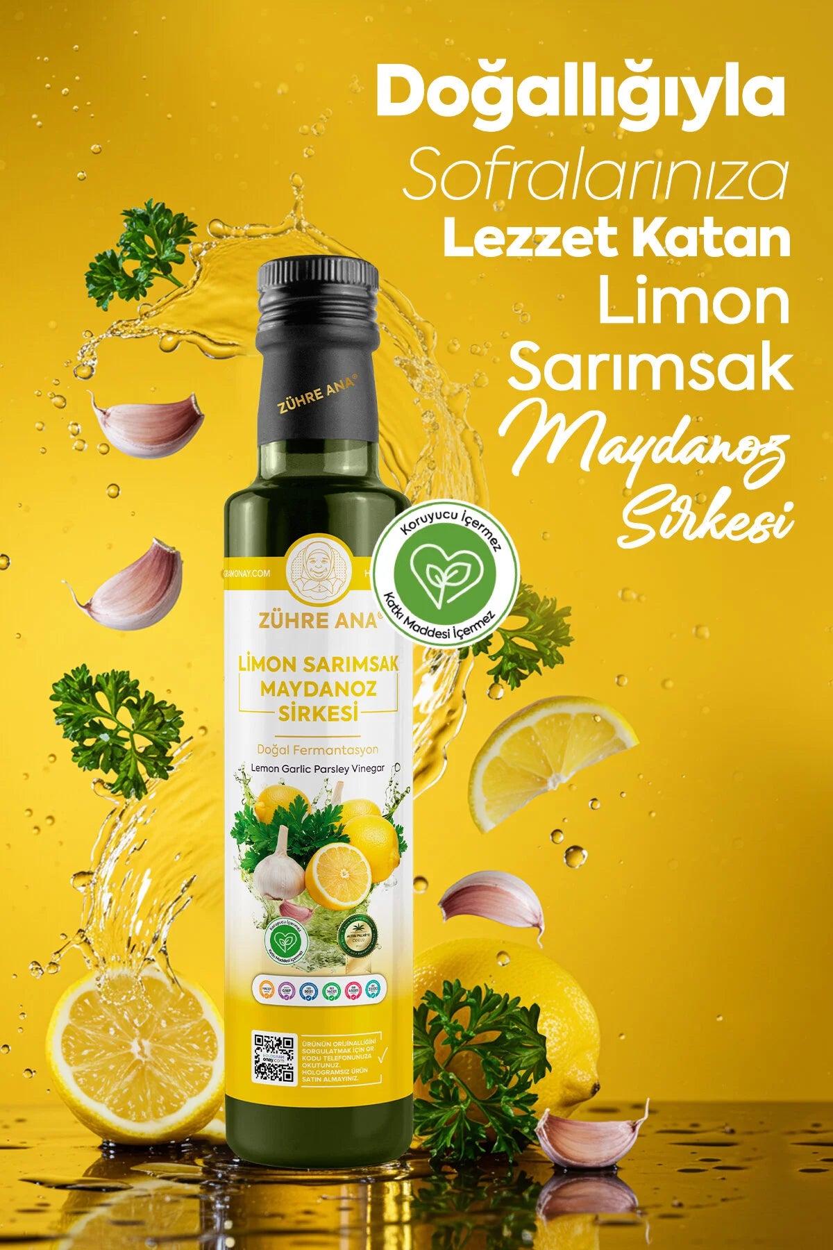 Zühre Ana Limon Knoflook Peterselie Azijn – Natuurlijke Gefermenteerde Azijn 500ml