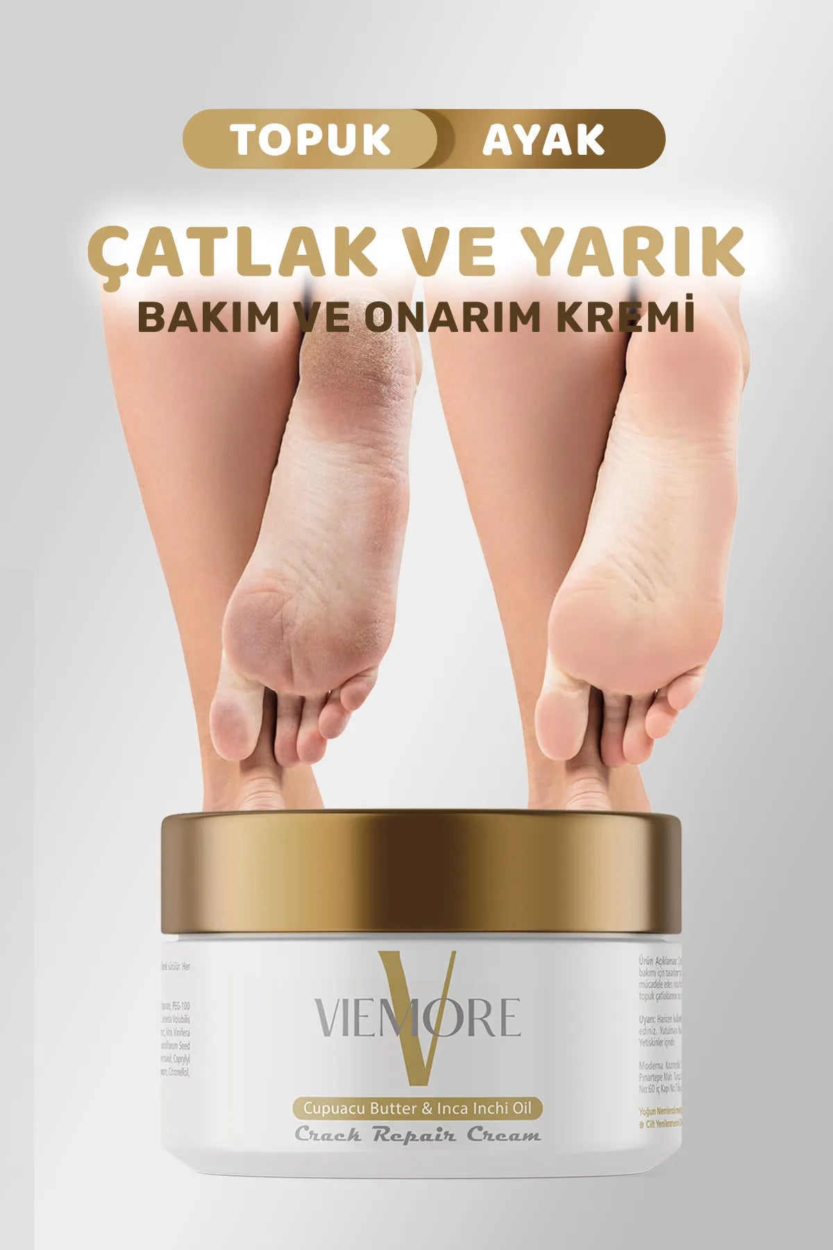 Viemore Hiel- en Voetkloofverzorgingscrème met Cupuacu Butter & Inca Inchi Olie - Intensieve hydratarie - Reparatie van Scheuren en Spleten (Barsten) - Langdurige bescherming - Verwijderen van dode cellen - Dermatologisch getest - 100ml