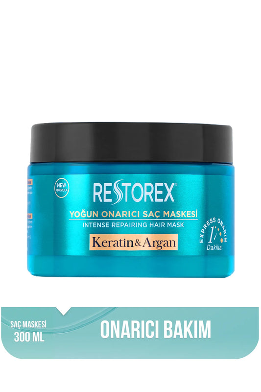 Restorex Haarverzorgingsmasker - Intensief Herstellend Haarmasker - Keratine & Argan - Versleten en beschadigd Haar Botox-Effect - 300 ml