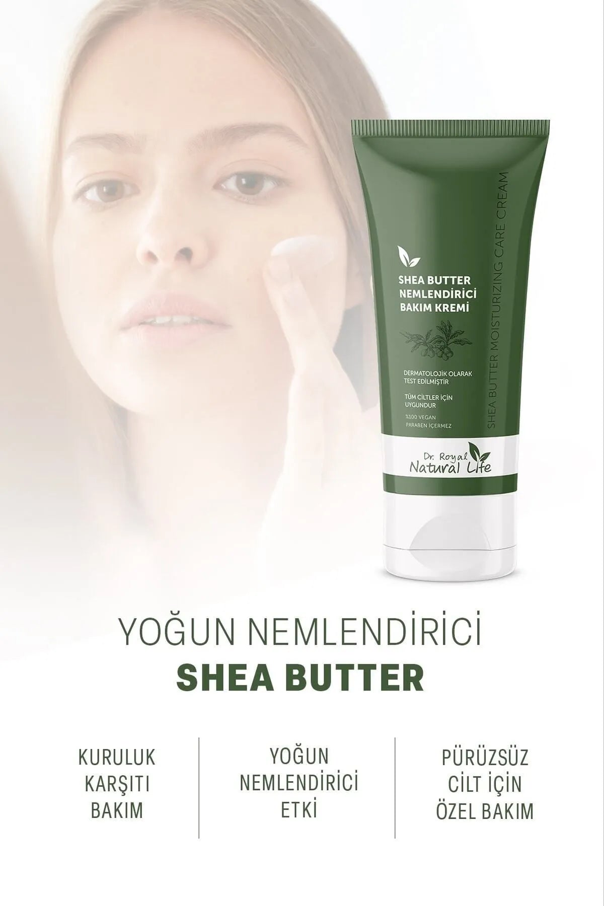 Dr. Royal Natural Life - Intensief Bevochtiger - Hydraterende en Voedende Sheaboter & Panthenol Hand- Gezichts- en Lichaamsverzorgingscrème - 100% Veganistisch - Dermatologisch getest - Alle huidtypen - 75 ml