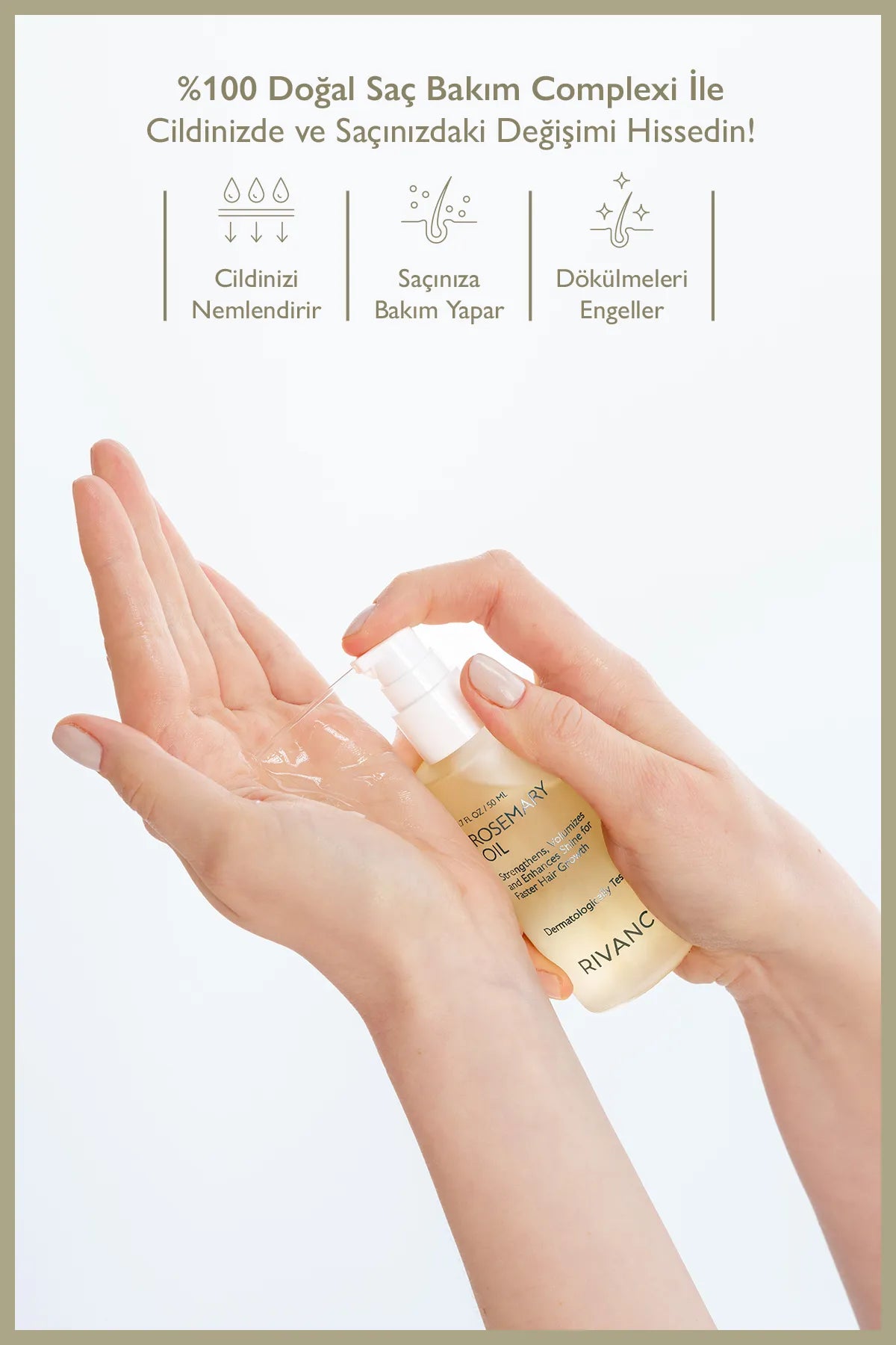 Rivance Rozemarijnolie Haarverzorgingscomplex - Geeft Volume - Herstellend en Versterkt de glans voor Snelgroeiend Haar - Effectief 100% natuurlijk - Dermatologisch getest - 50 ml