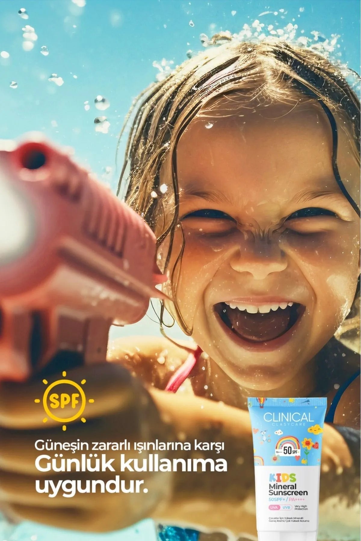 Clasy Care Clinical Zonnebrandcréme Kids 50 SPF+ / PA++++ UVA/UVB met Veel Minerale voor kinderen - Zeer hoge bescherming - 50 ml