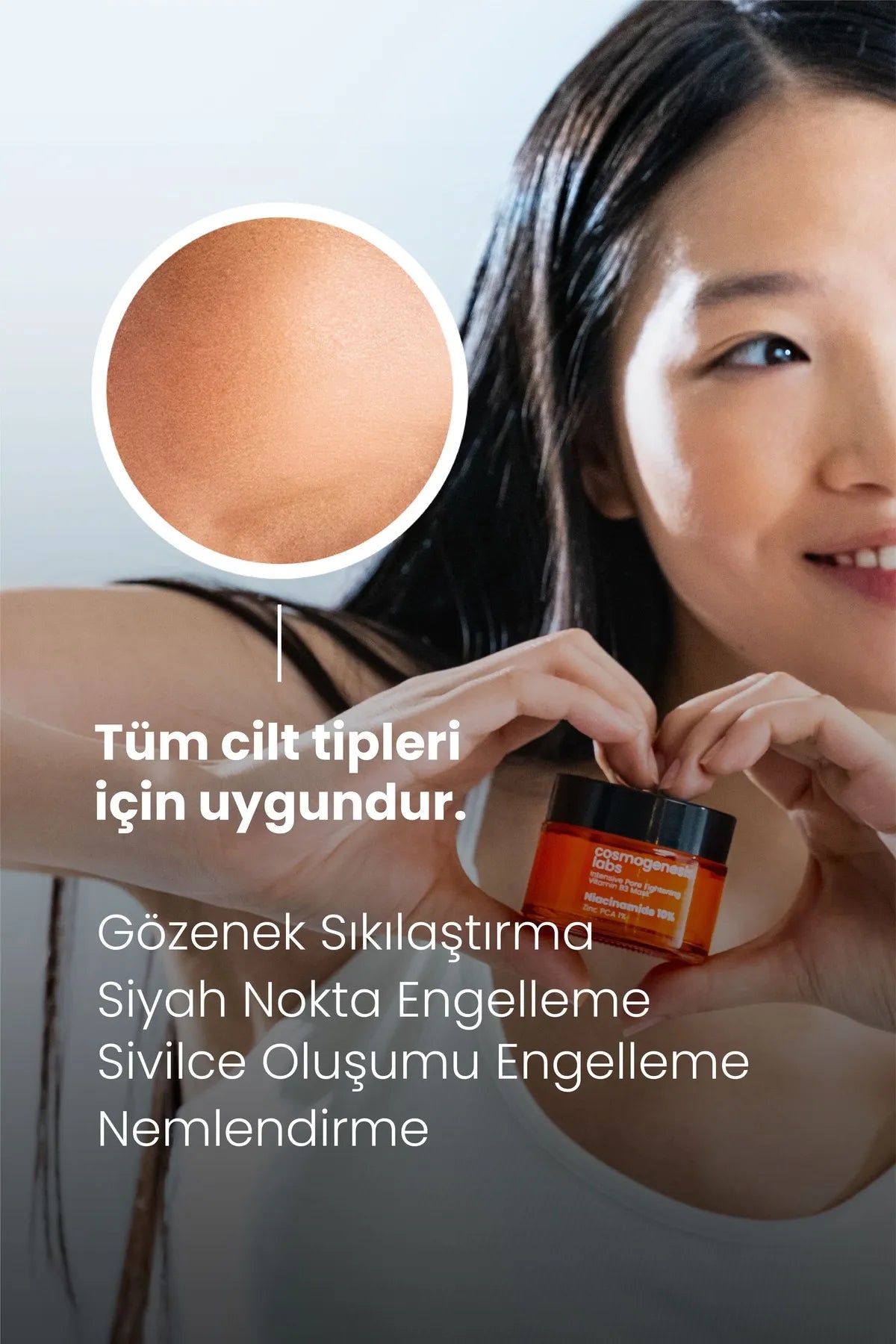 Cosmogenesis Labs - GezichtMasker - Intensief Anti-Acne Poriënverstevigend Vitamine B3-Masker - Preventie van Mee-eters - Niacinamide 10% - Zink PCA 1% - Dermatologisch getest - Voor Alle huidtypen - 50 ml