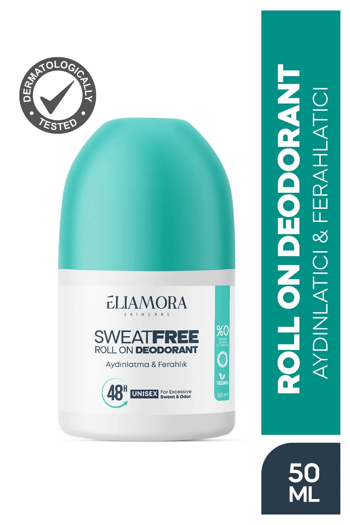 Eliamora Huidverzorging - Zweetvrije- en geurpreventieve Roll-On Deodorant 48 uur Unisex - Verlichting en frisheid - Effectief blekend & Veganistisch - 50 ml