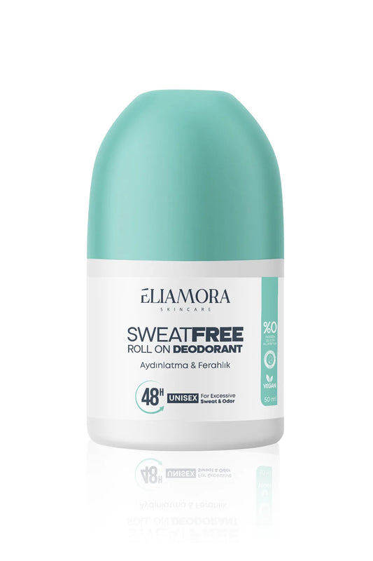 Eliamora Huidverzorging - Zweetvrije- en geurpreventieve Roll-On Deodorant 48 uur Unisex - Verlichting en frisheid - Effectief blekend & Veganistisch - 50 ml