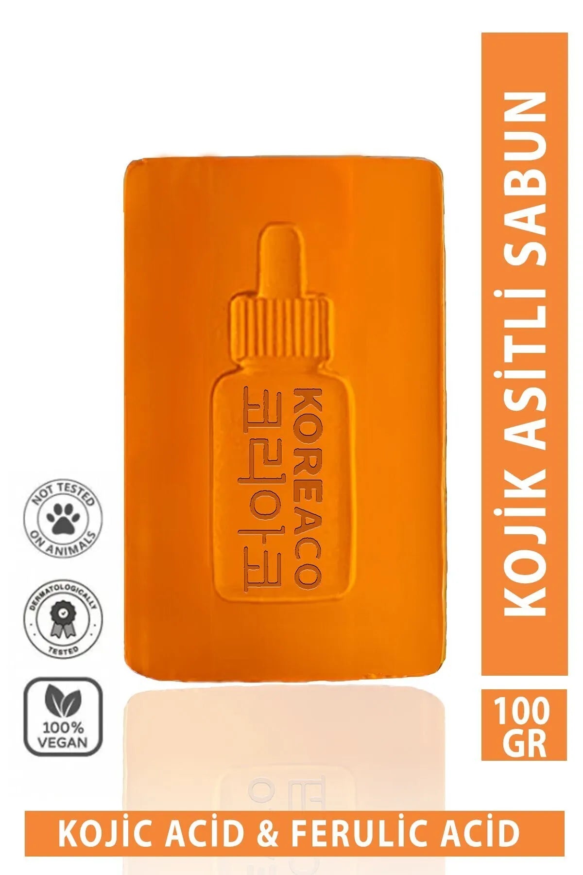 KOREACO Gezichtszeep Kojinezuur 0,2% & Ferulinezuur 0,2% Extract Anti-Vlek - Pigmenten en Anti-Verkleuring Zeep - UVA-UVB bescherming - Alle huidtypen - Zomer-/Wintergebruik - Helder uiterlijk - 100gr