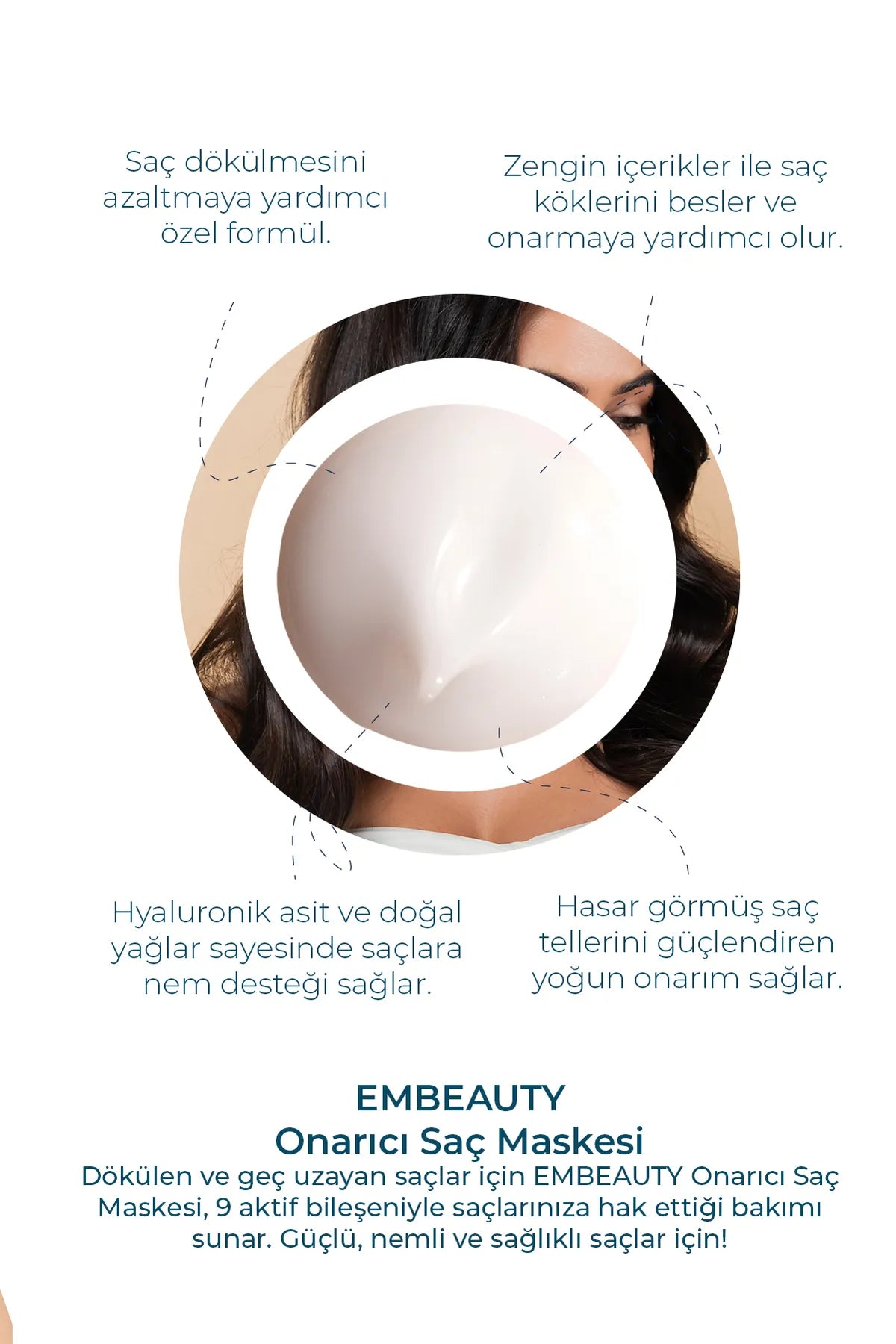 Embeauty Haarmasker 9 Actieve Inhoud - Snelle Haargroei Voller Herstellend Voedende Haarmasker voor Extreem Beschadigd en Uitvallend Haar - Alle haartypen - 30 ml