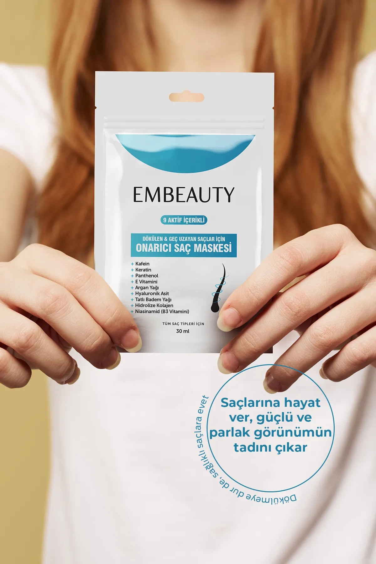 Embeauty Haarmasker 9 Actieve Inhoud - Snelle Haargroei Voller Herstellend Voedende Haarmasker voor Extreem Beschadigd en Uitvallend Haar - Alle haartypen - 30 ml