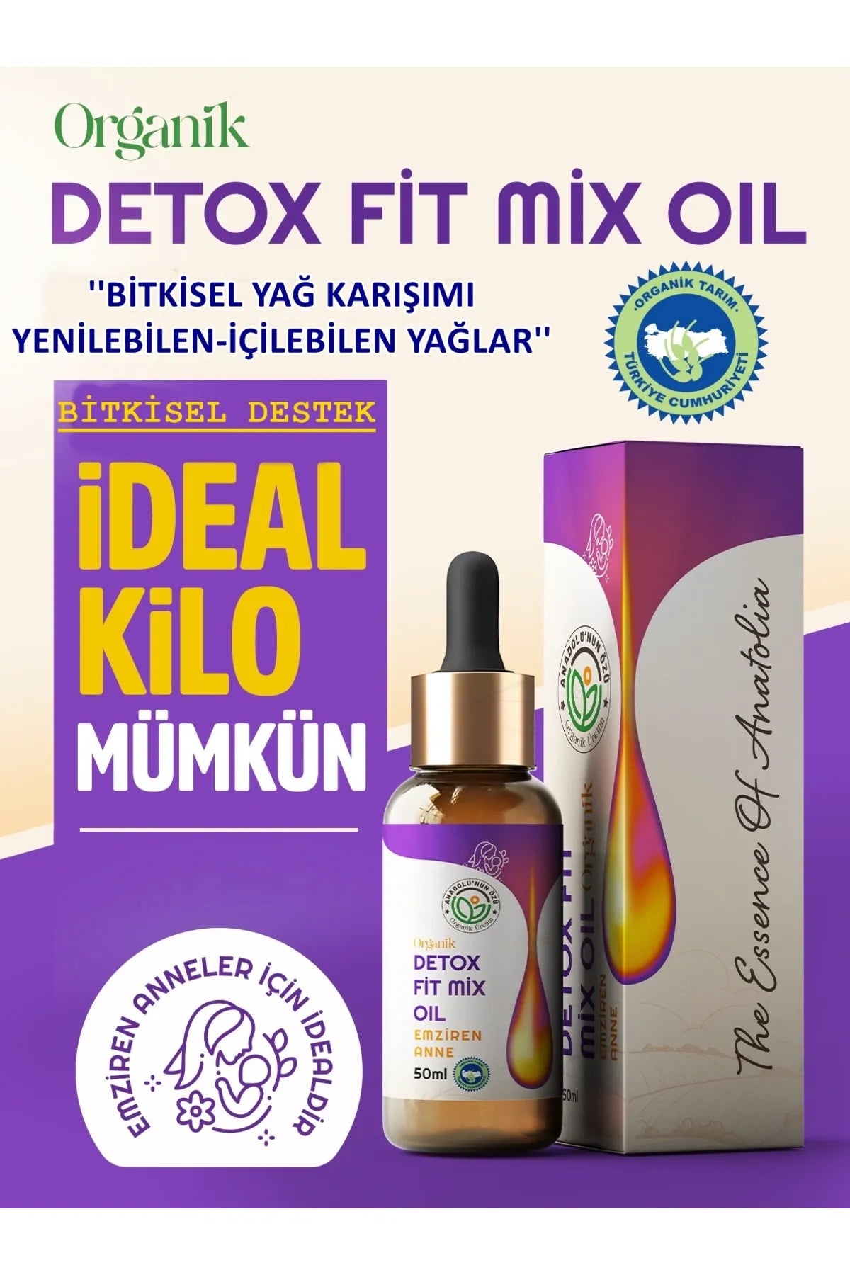 Anadolunun Ozu Druppels Afslanken Detox Keto Drops Dieet Biologische oliemix - De essentie van de biologische productie in Anatolië Biologische Detox Fit Mix-olie ook voor borstvoedingsmoeder 50 ml