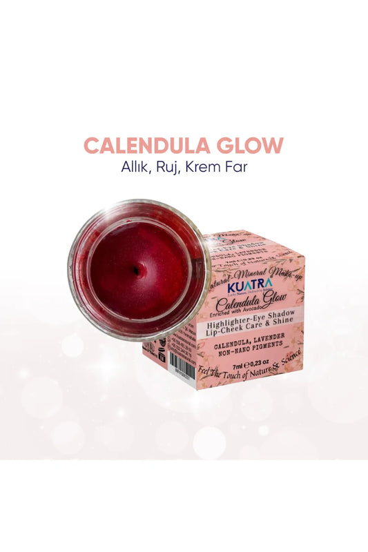 KUATRA - Calendula Glow 3 in 1 - Highlighter - Oogschaduw Creme - Lip-Wangverzorging & Glans - Blush - Voeden - Herstellen - Glanzen - Alleen met natuurlijke bijenwas - kruidenextracten - vitaminen - mineralen - niet-nano pigmenten - 7 ml