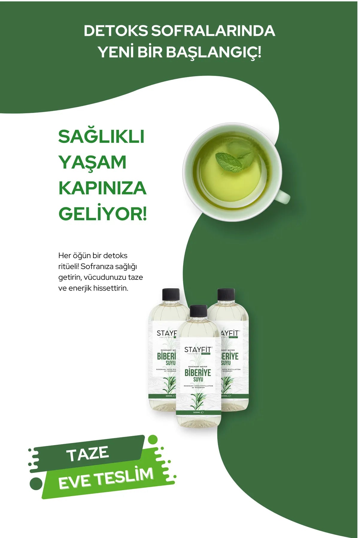 STAYFIT Professionele Detox Rozemarijnwater - Verlicht oedeem & zwelling - Versnelt het metabolisme - Versnelt het gewichtverliesproces - 1 fles van 500ml