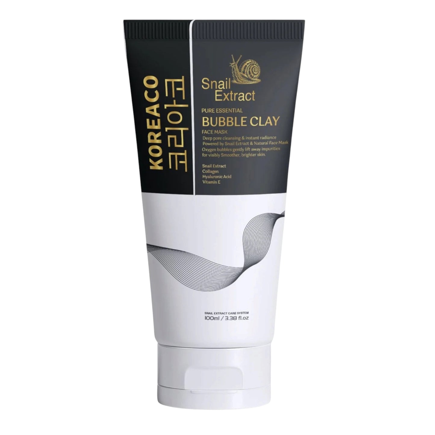 KOREACO Snail Extract Bubble Clay Gezichtsmasker 100ml – Diep Reinigend & Hydraterend Kleimasker met Collageen & Hyaluronzuur