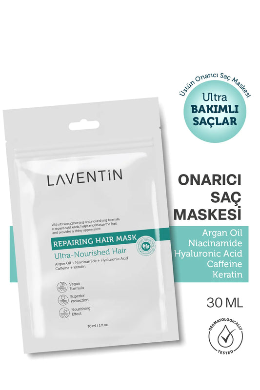 Laventin Haarmasker - Snelle Haargroei - Voedende - Herstellende Haarmasker voor Extreem Beschadigd en Uitvallend Haar - Arganolie - Niacinamide - Hyaluronzuur - Cafeïne - Keratine - Voor Alle haartypen -30 ml
