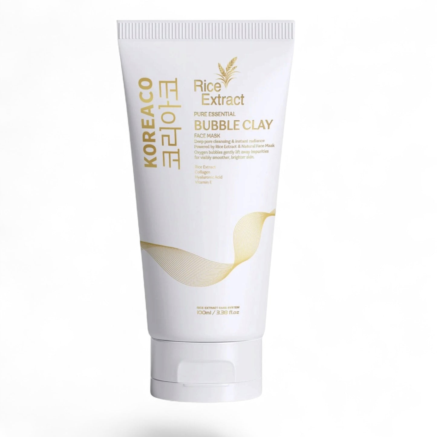 KOREACO Rice Extract Bubble Clay Gezichtsmasker 100ml – Diep Reinigend & Verhelderend Kleimasker met Rijstextract, Collageen & Hyaluronzuur